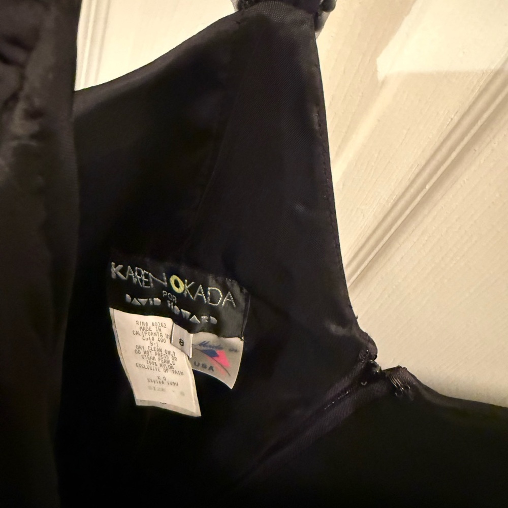 Elegant Black Mini Dress with Beaded Shoulder Straps tulle underskirt Y2K - Picture 6 of 6
